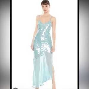 Forever 21 Light Blue Sequin Midi Dress